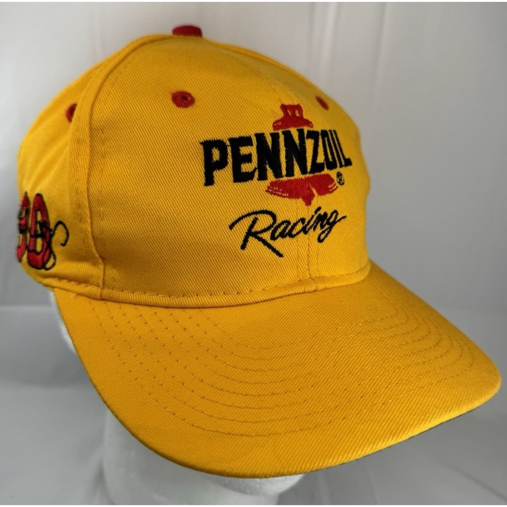 Michael Waltrip # 30 Pennzoil Racing Snapback Embroidered Cap Hat Yellow Nascar